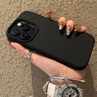 Silicone Shockproof Phone Case For iPhone 16 15 14 13 12 11 Pro Max Plus 16E Solid Color Soft Bumper Back Cases Cover