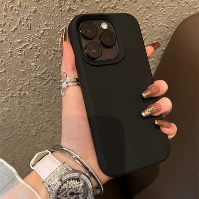 Silicone Shockproof Phone Case For iPhone 16 15 14 13 12 11 Pro Max Plus 16E Solid Color Soft Bumper Back Cases Cover