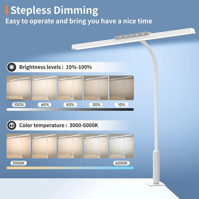 Adjustable Desk Lamp, 3 Colors Stepless Dimming LED for Home & Office