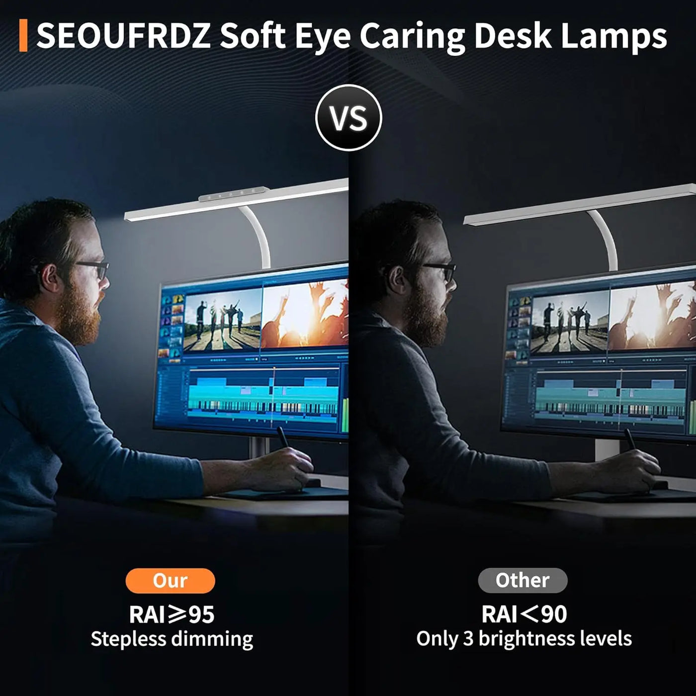 Adjustable Desk Lamp, 3 Colors Stepless Dimming LED for Home & Office