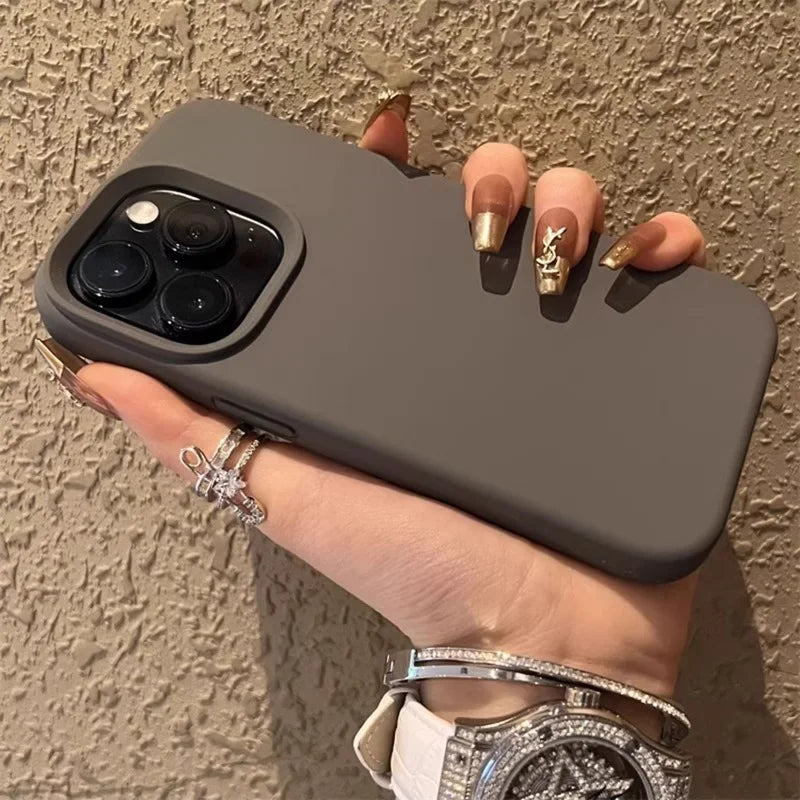Silicone Shockproof Phone Case For iPhone 16 15 14 13 12 11 Pro Max Plus 16E Solid Color Soft Bumper Back Cases Cover