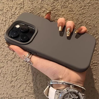 Silicone Shockproof Phone Case For iPhone 16 15 14 13 12 11 Pro Max Plus 16E Solid Color Soft Bumper Back Cases Cover