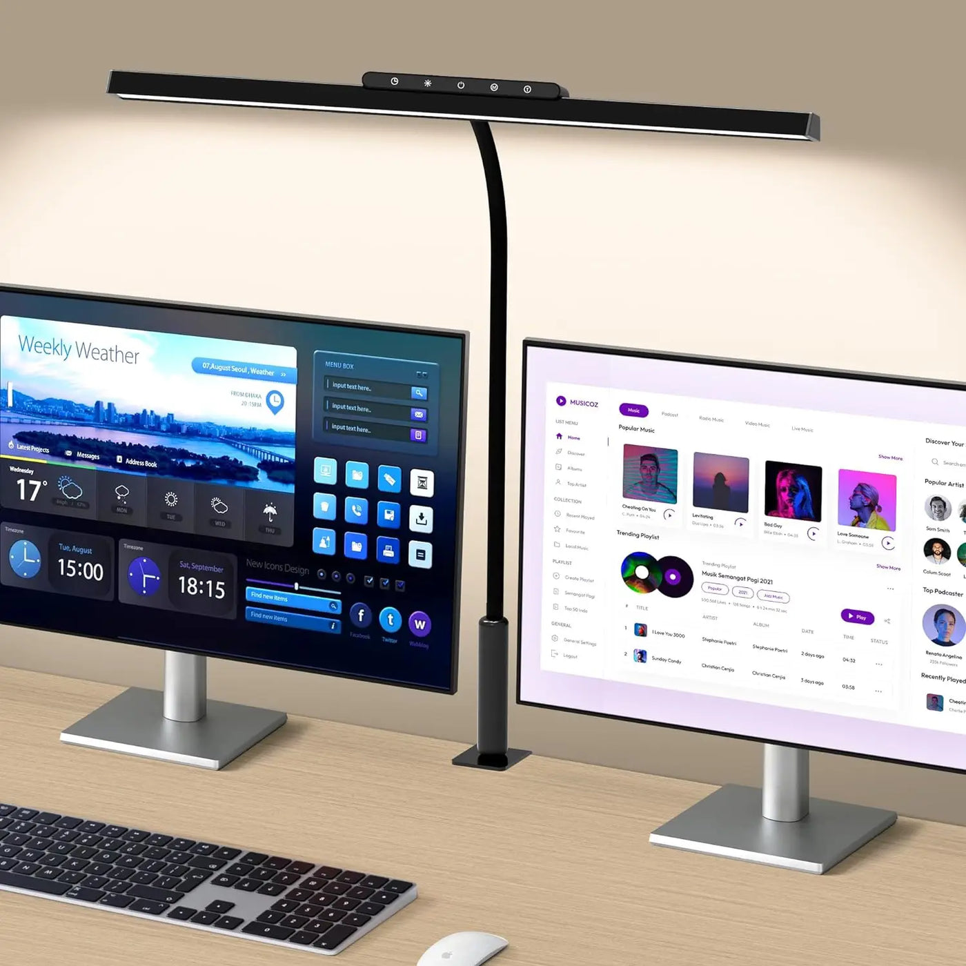 Adjustable Desk Lamp, 3 Colors Stepless Dimming LED for Home & Office