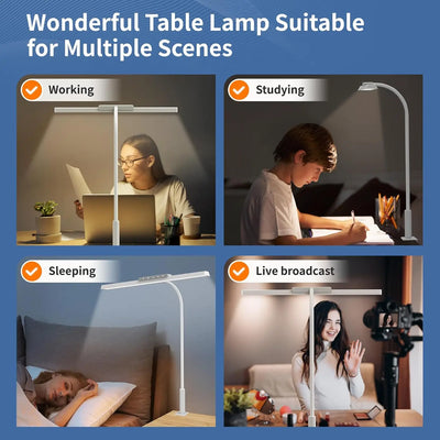 Adjustable Desk Lamp, 3 Colors Stepless Dimming LED for Home & Office